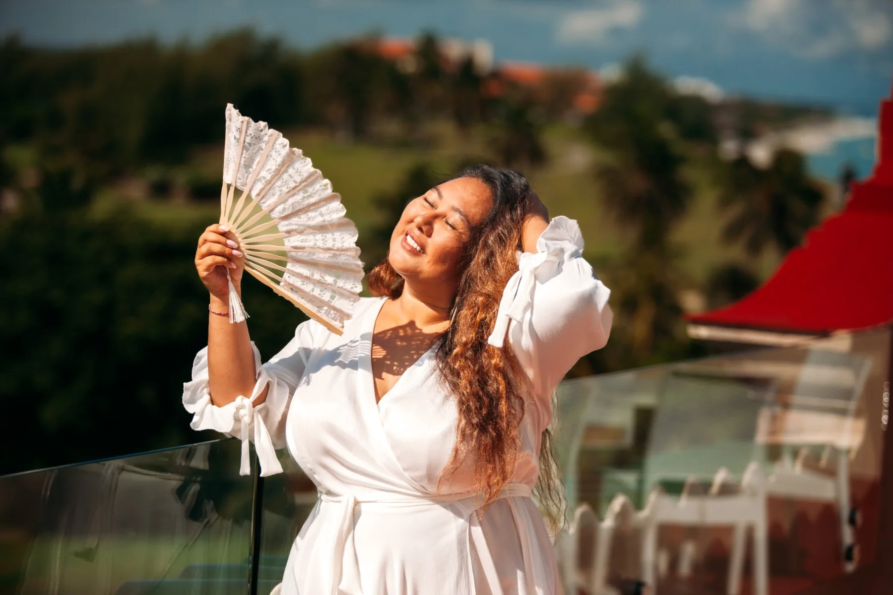 Altynai Kapalbaeva in a Caribbean setting