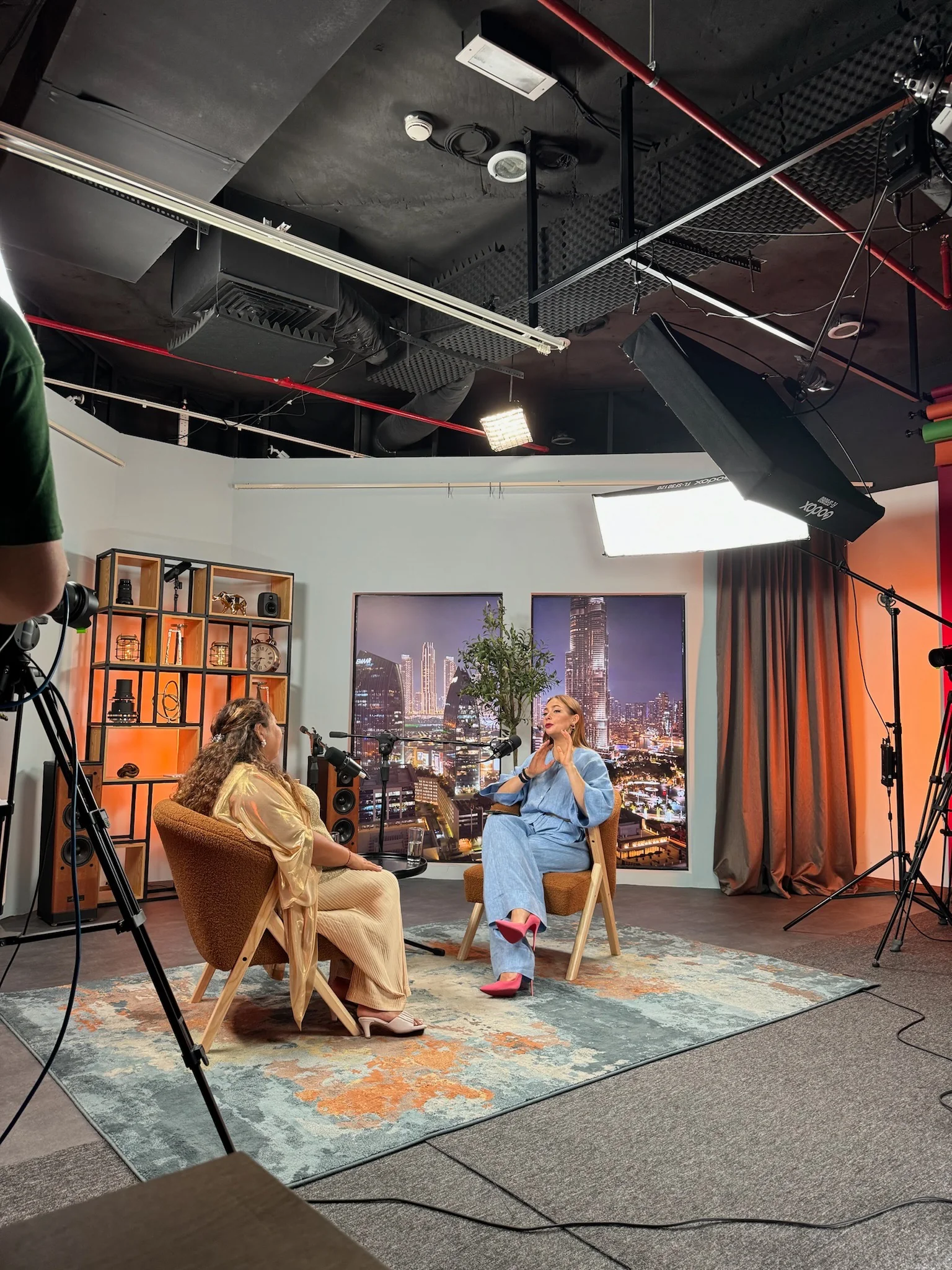 Altynai Kapalbaeva during a studio interview